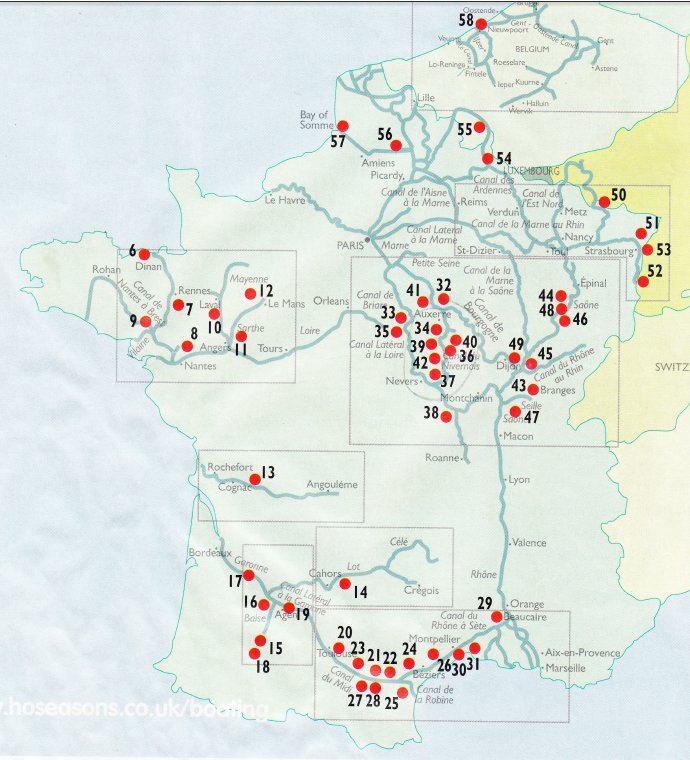 Boat holidays in france - map